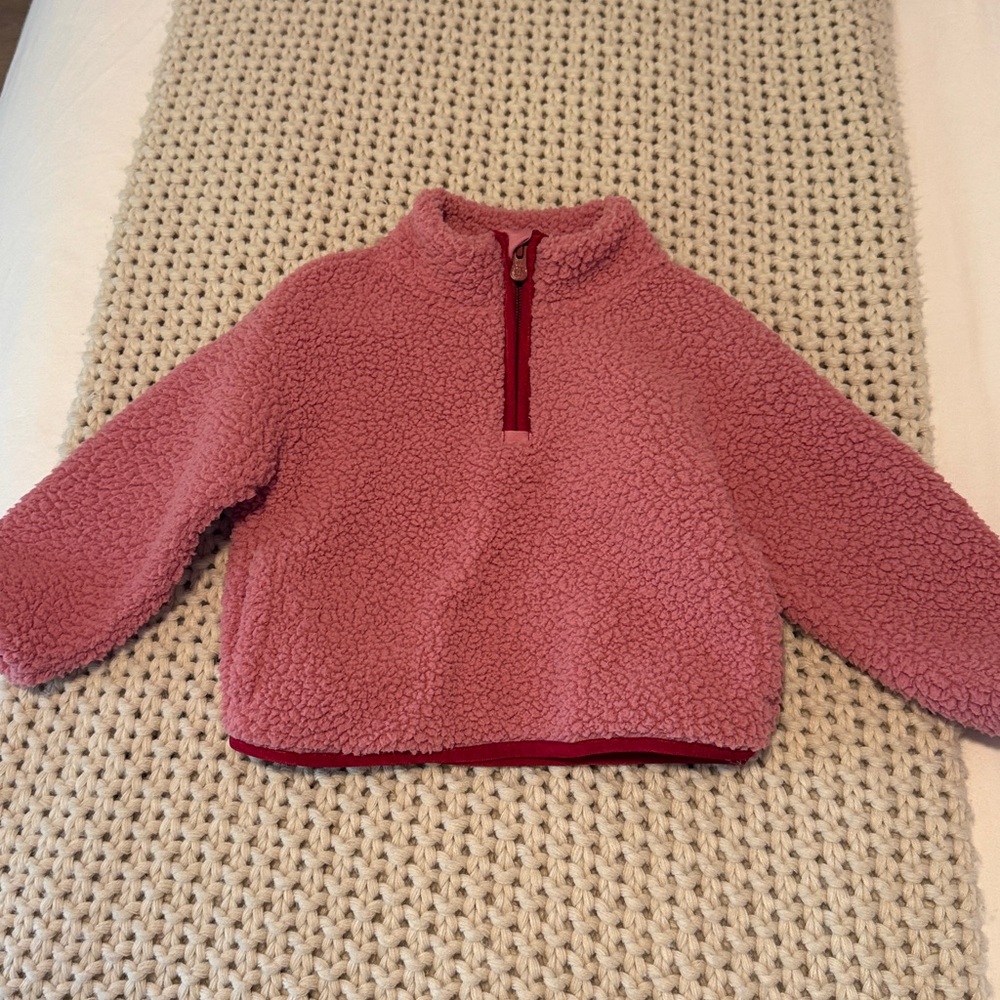 GAP Toddler Pink Sherpa Pullover zip